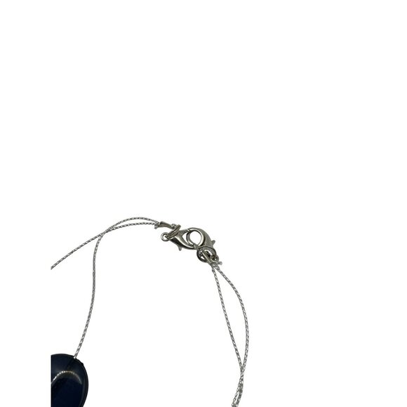 Silvertone and Dark Navy Double Layer Necklace - Picture 4 of 6